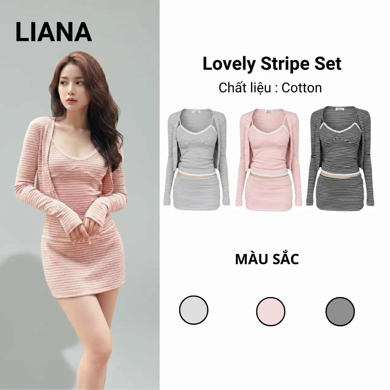 Lovely Stripe Set – Ôm body fit dáng đẹp, quyến rũ
